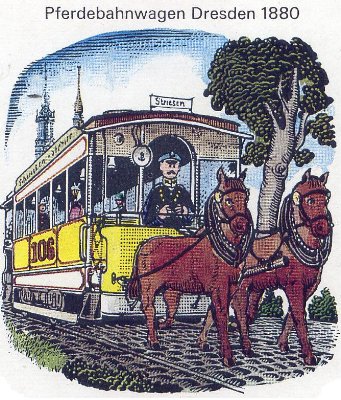 Bild: Pferde-Stra&szlig;enbahn