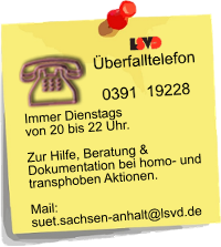 LSVD-Überfalltelefon: 0391 19228
