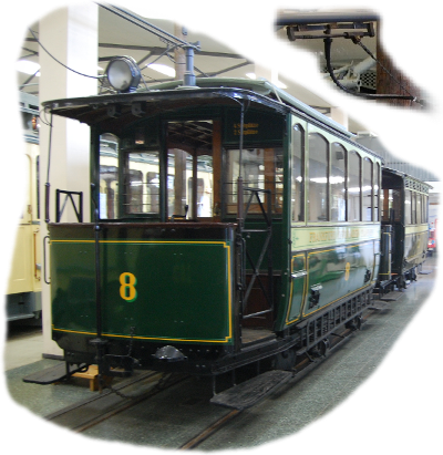 Bild: Außergewöhnliche Stromzufuhr einer Straßenbahn; Museum Frankfurt/Main